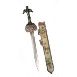 Chinese Silver Sword with Jade Panels & Hardstones