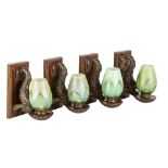 Four Rare Tiffany Studios, NY Dolphin Sconces