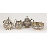 Siam Export Sterling Silver Repoussé Tea Set