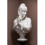 Gaetano Russo (Italian, 19th Century), Marble Veiled Female Bust