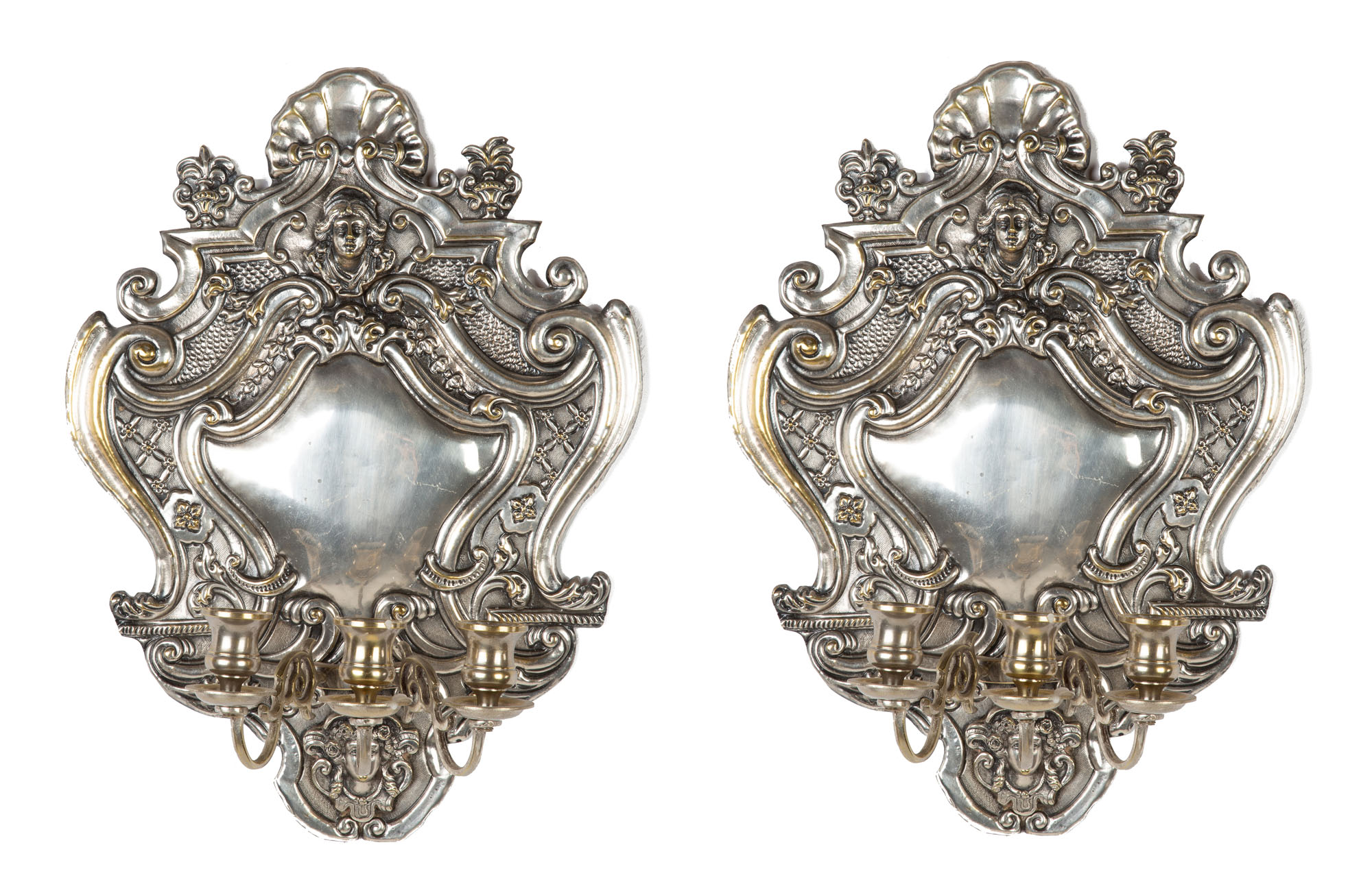 Pair of Silver Plate Wall Sconces