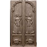 East Asian Silver Doors with Figures