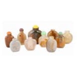 Group Chinese Agate and Hardstone Snuff Bottles