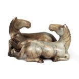 Chinese Jade Recumbent Horses