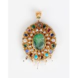 Mughal 22kt Gold, Enamel and Gem Set Pendant