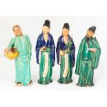 Four Chinese Clay Glazed Figures