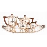 French Art Deco 5 Piece Silver Plate Tea Set