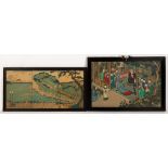 Japanese Woodblock Print & Chinese Watercolor on Silk