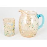 Victorian Enameled Glass Pitcher and Tumbler