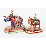 Gold and Enameled Middle Eastern Figures on Elephants