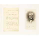 Engraving of a letter by Oliver Wendell Holmes (American, 1809-1894)