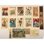 Group of Japanese Woodblock Prints & Paintings on Silk