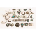 Group of Sterling Turquoise Buckles, Bracelets, etc.