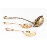 Two Tiffany and Co. Sterling Serving Spoons and Whiting Sterling Ladle