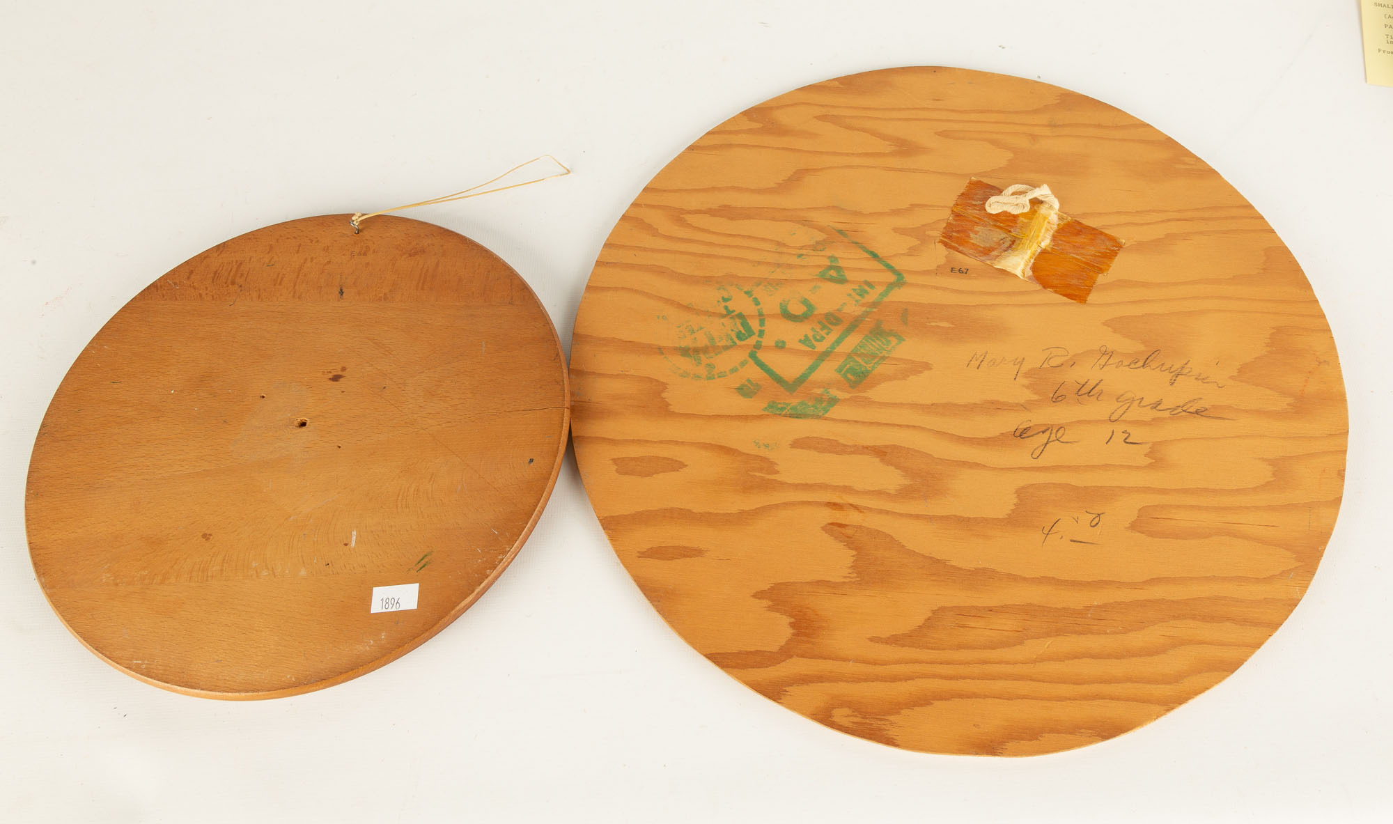 Two Hopi Round Wood Painted Plaques - Image 2 of 2