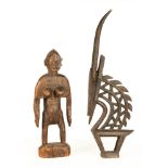 African Chi Wara Headdress & Standing Female Effigy