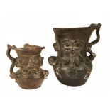 Pre-Colombian Style Ceramic Rain God Vessels