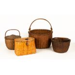 Group of Early Splint Baskets & Fishing Creel