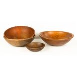 Four Turned Wooden Ware Bowls