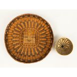 Hopi Wicker Plaque and Shallow Horsehair Basket