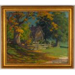 Attributed to John J. Inglis, Fall Landscape with Cottage