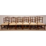 Assembled Set of Twelve Chippendale Ribbon Back Chairs