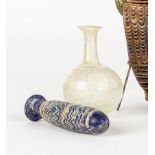 Eastern Mediterranean Core-formed Alabastron & Roman Threaded Blown Glass Bottle