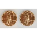 (2) US Liberty MCMLXXXVII One Ounce Gold Coins