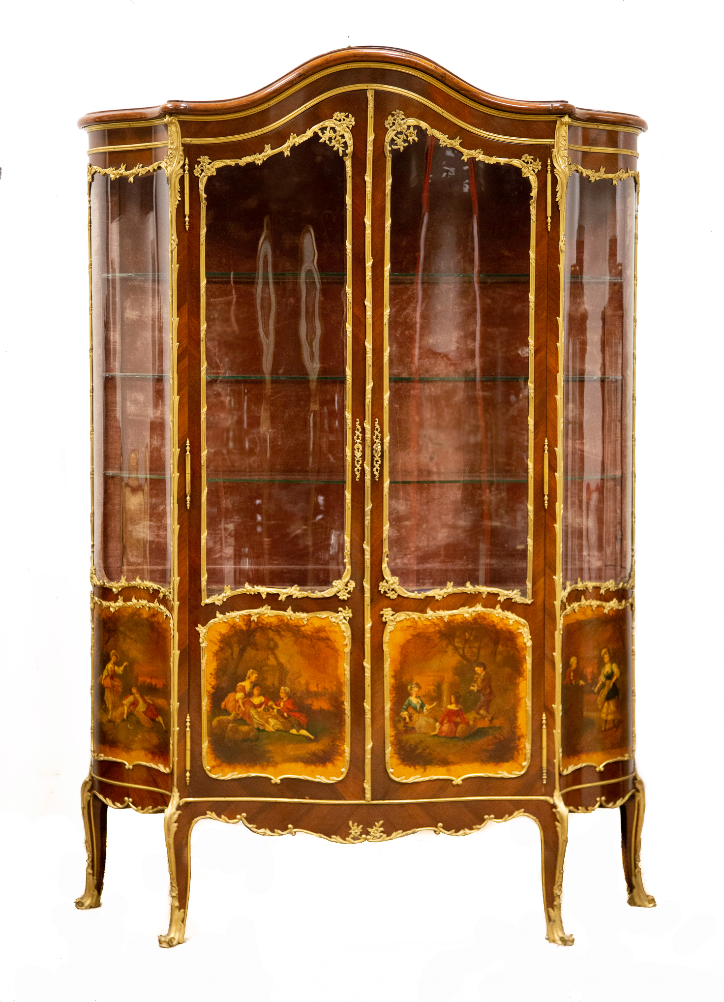 François Linke (French, 1855–1946) French Ormolu-Mounted Kingwood & Vernis Martin Vitrine