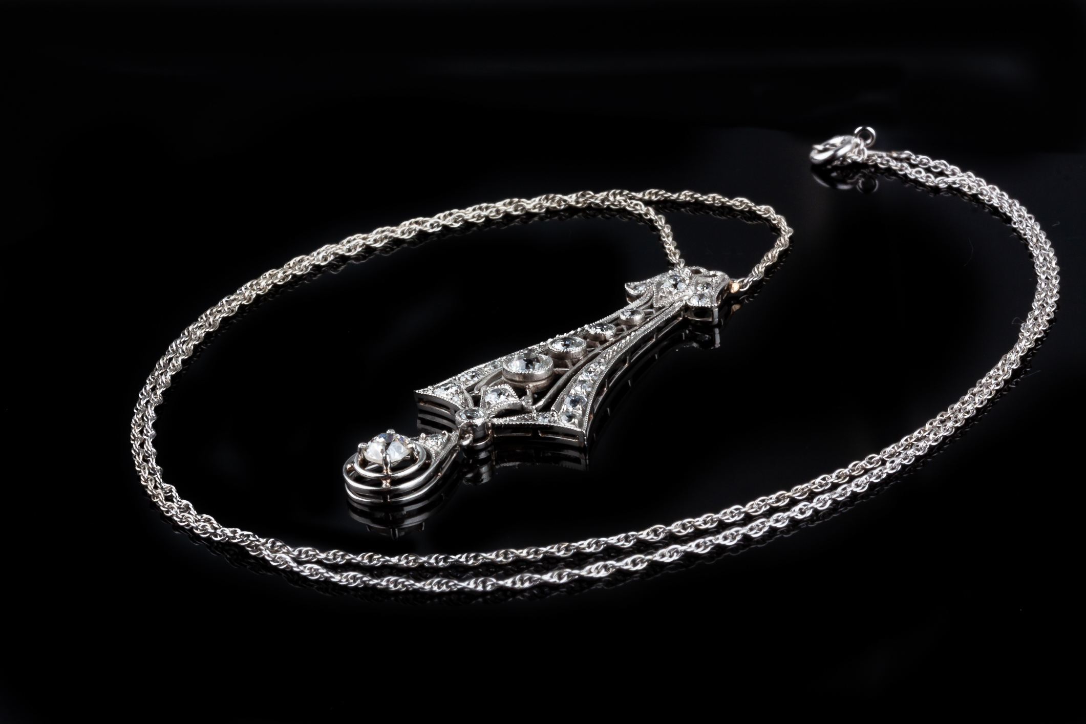 Platinum Edwardian Pendant on 14k White Gold Chain - Image 2 of 4