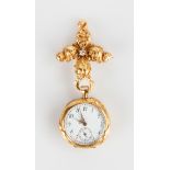 14k Gold and Diamond Pendant Watch Brooch