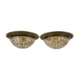 Pair of Leaded Glass Domes