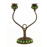 Tiffany Studios, New York Blown Out Double Candlestick