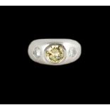 Men's Platinum 2.75 Ct Fancy Yellow Diamond Ring