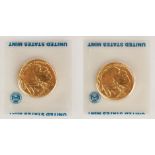 (2) US American Buffalo 2013 One Ounce Gold Coins