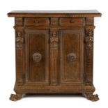17th/18th Century, Italian Carved Walnut Side Cabinet