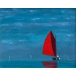 Robert Stark Jr (American, 1933-2014) Red Sail Boat