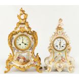 Two French Porcelain Shelf Clocks