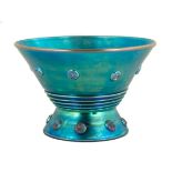 Steuben Blue Aurene Footed Bowl