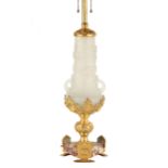 Steuben Quartz Leaf and Vine Lamp Base