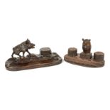 Two Carved Black Forest Desk Items