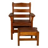 Arts & Craft Arm Chair and Foot Stool