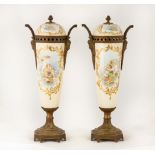 Pair of French Porcelain Covered Urns