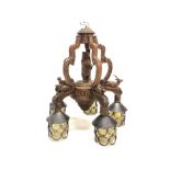 Carved Oak Chandelier