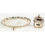 Sterling English Salver and Tea Caddy