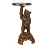 Carved Black Forest Standing Bear Table