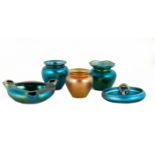 Five Steuben Gold and Blue Aurene Cabinet Vases