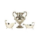 Sterling Silver Gravy Boats with Ball, Black & Co Covered Urn