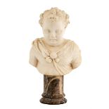 Carved Marble Bust of Young Boy