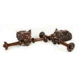 Pair of Carved Mahogany Hat Racks